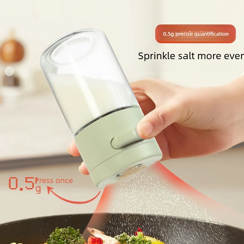 Press Type Quantitative Spice Shaker 0.5g Precise Salt Dispenser Moisture-proof Sealed Glass Seasoning Bottle for Kitchen Quake