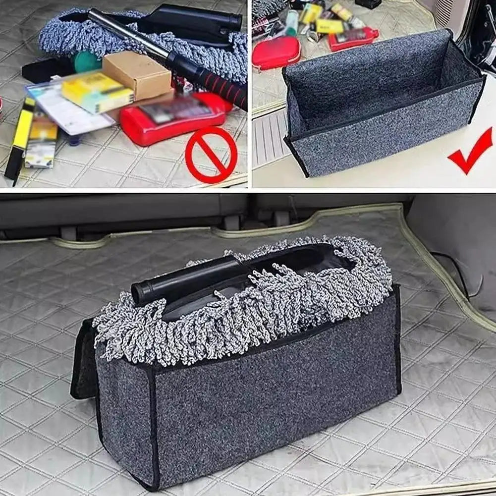 Dark Gray Car Felt Storage Box Enlarged Thickened Soft Felt Design Universal Foldable High Quality Trunk Organizer Quake
