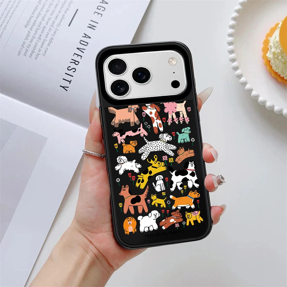 6090493 Mirror Surface Magnetic Phone Case Cover for IPhone 13 14 15 16 17 18 Pro Max Case Cartoon Quake
