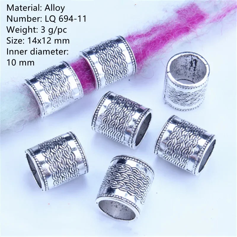 5-Piece Metal Dreadlock Hair Jewelry Braid Bead Accessories