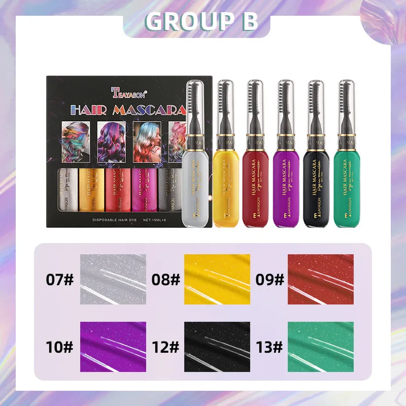 6pcs/Set Disposable Hair Dye Comb - Washable Hair Tint for Party, Birthday, and Cosplay - Easy to Use and Safe Quake B