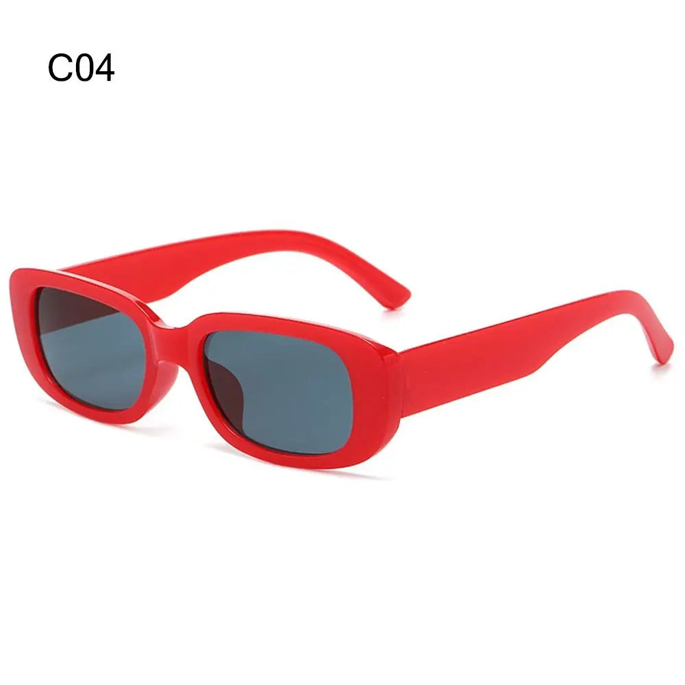 Trendy Narrow Square Frame Y2K Sun Glasses Candy Color UV400 Protection Rectangle Sunglasses Black Shades for Women Men Quake C04