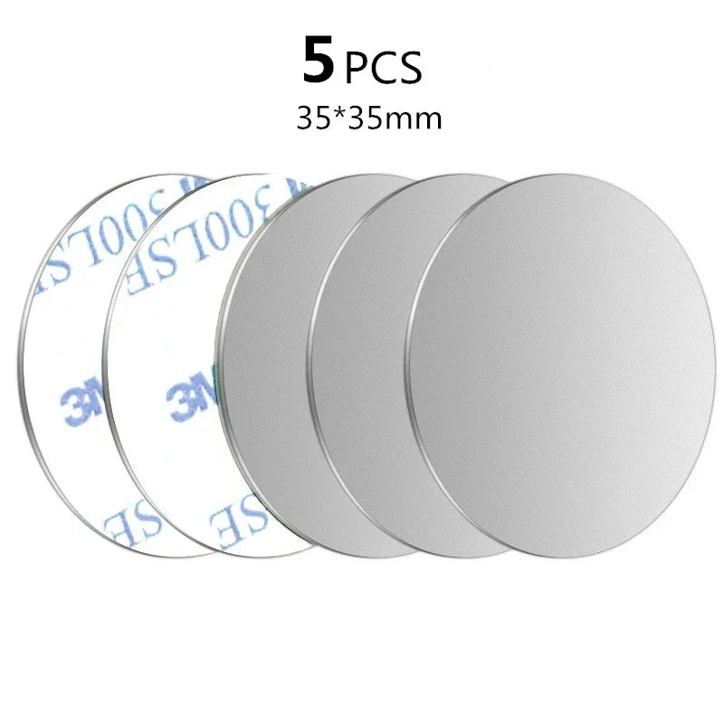 Self-adhesive Iron Sheet Sticker Metal Plate for Magnetic Car Phone Holder 1/3/5PCS Magnet Mobile Phone Stand Mount For iPhone Quake 5PCS silver 35mm