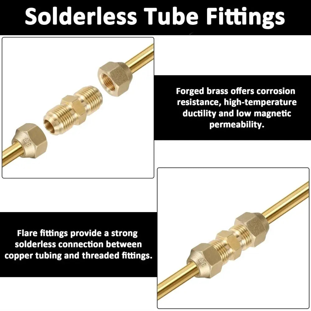 Straight Pipe Extension Joint 1/2" 1/4" 3/8" 3/4" 5/8" With Flare Nuts Copper Connectors Pipe Fitting Adapeter Quake