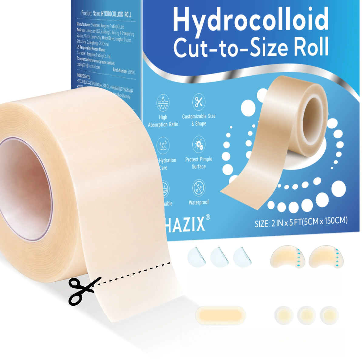 1 volume Pimple Patch Artificial Skin Wound Dressing Freely Cuttable Skin-Friendly Adhesive Keep Wound Clean 1 Roll Value Pack. Quake