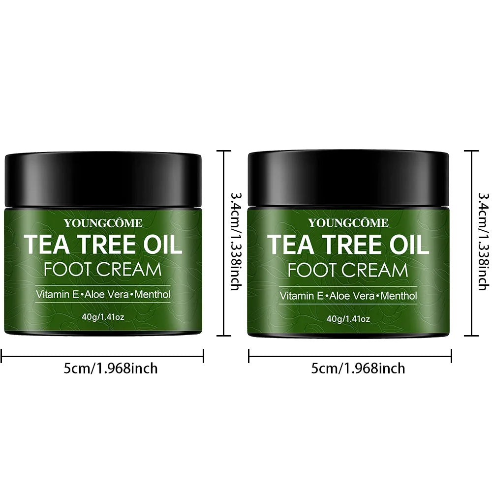 Tea Tree Oil Foot Cream Improves Skin Roughness Softens Cracked Feet Exfoliating Foot Care Solution Moisturization Quake 40g 2pcs