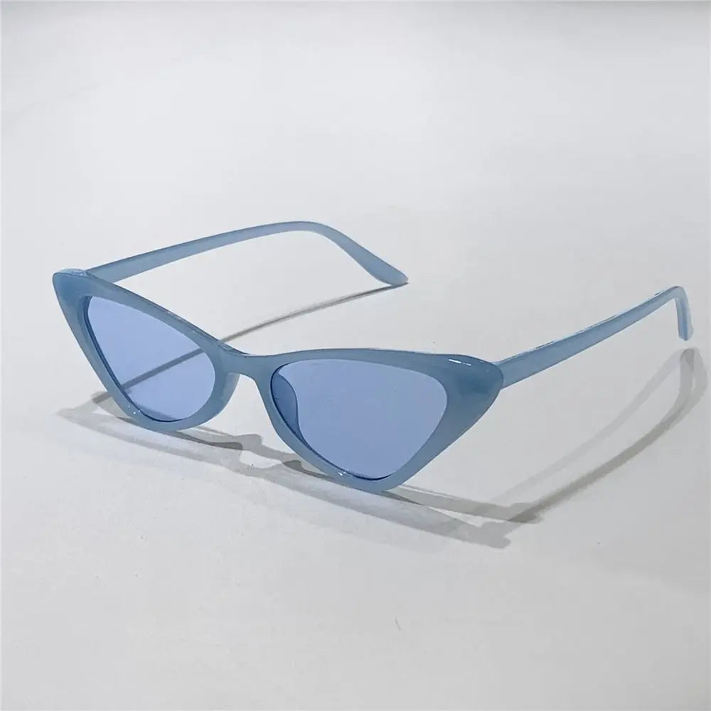 Vintage Small Frame Cat Eye Sunglasses UV400 Protection Trendy Retro Shades Streetwear Accessories for Women Quake Blue