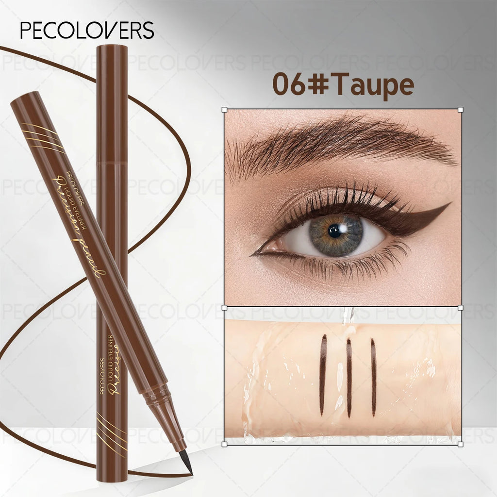 High Pigmented Glide Eyeliner Pen, Brown Black Waterproof Liquid Eyeliner, Ultra-Fine Tip 0.01mm, Sweatproof Quick-Drying Quake 06