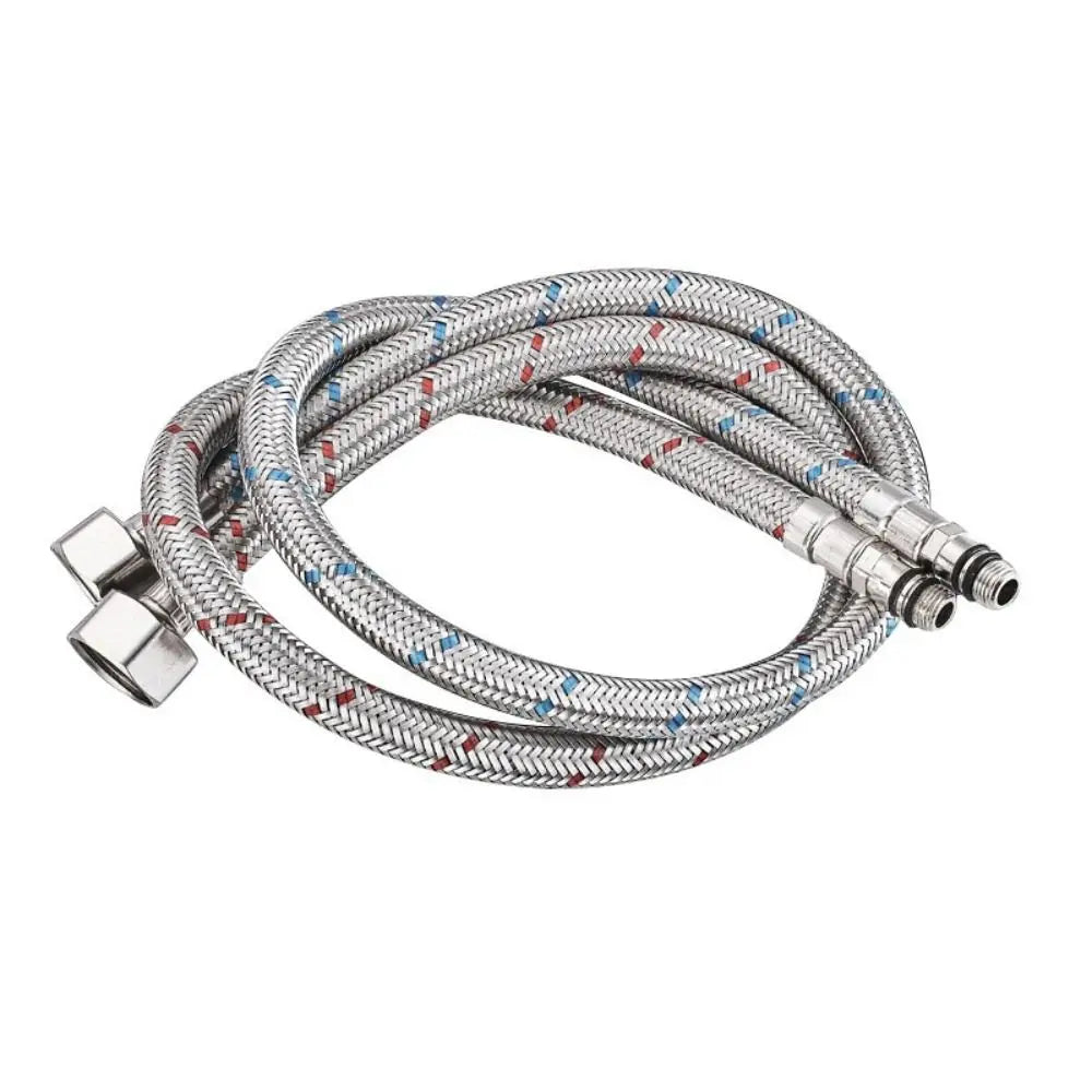 1Pair Single Head Cold and Hot Water Inlet Pipe Stainless Steel Woven Basin Water Tube Replacement Sink Kitchen Faucet Connector Quake