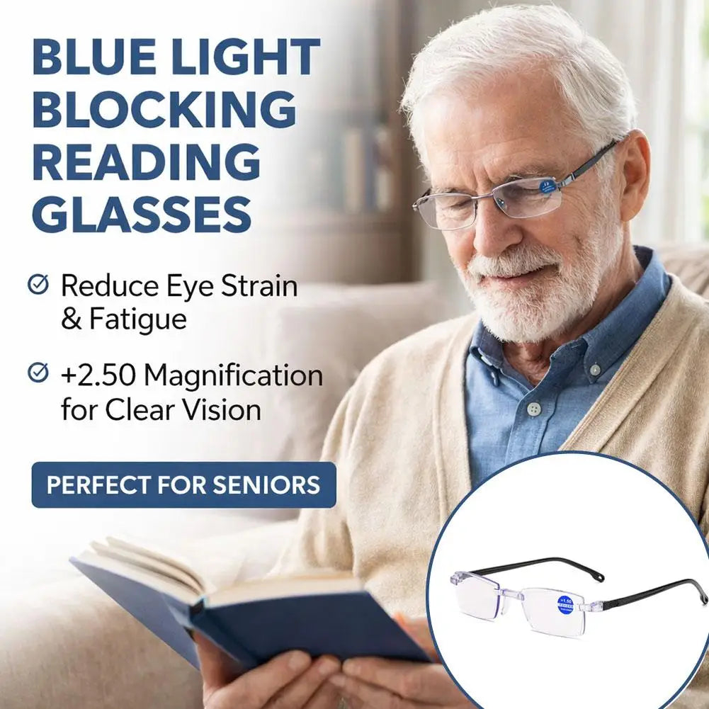 Ultra-Light Rimless Reading Glasses for Men & Women - HD Presbyopic Readers Quake