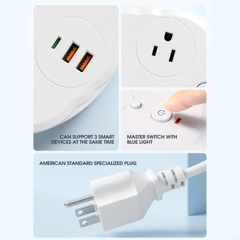 3 In 1 Desk Lamp With Power Outlet And USB Charging Port Adjustable Lighting For Bedroom Study Room Work Place K1KF Quake
