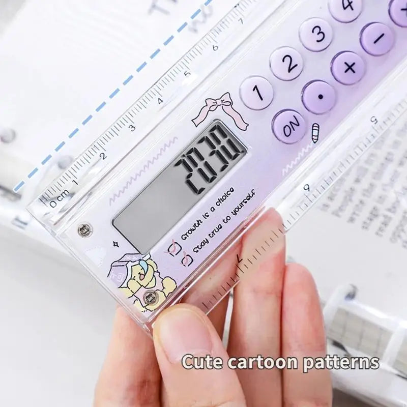 Measuring Calculator with Clear Display and Clock, Desk Scale Tool for Students, Classwork, Office and Drawing K1KF Quake