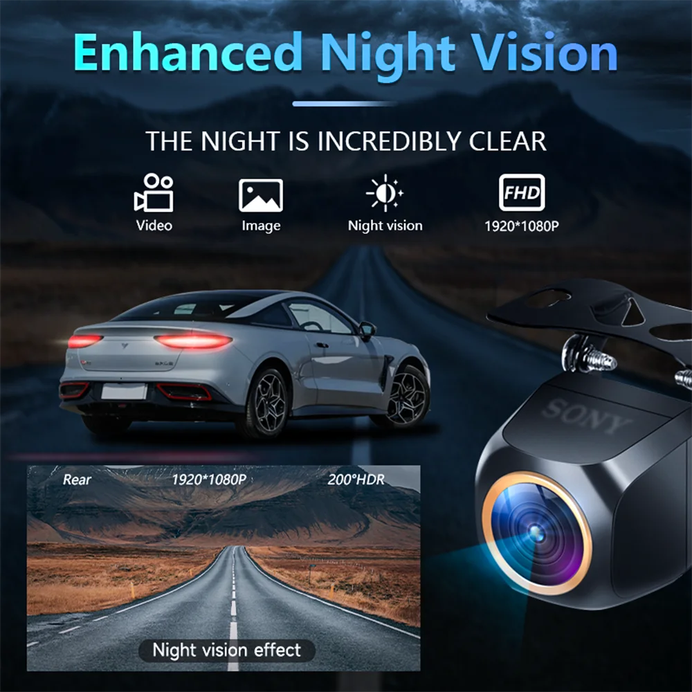 Car Rear View Camera 200° AHD 1920x1080P For Fisheye Golden Lens Full HDR Night Vision Vehicle Back Var Reversing Front Camera Quake