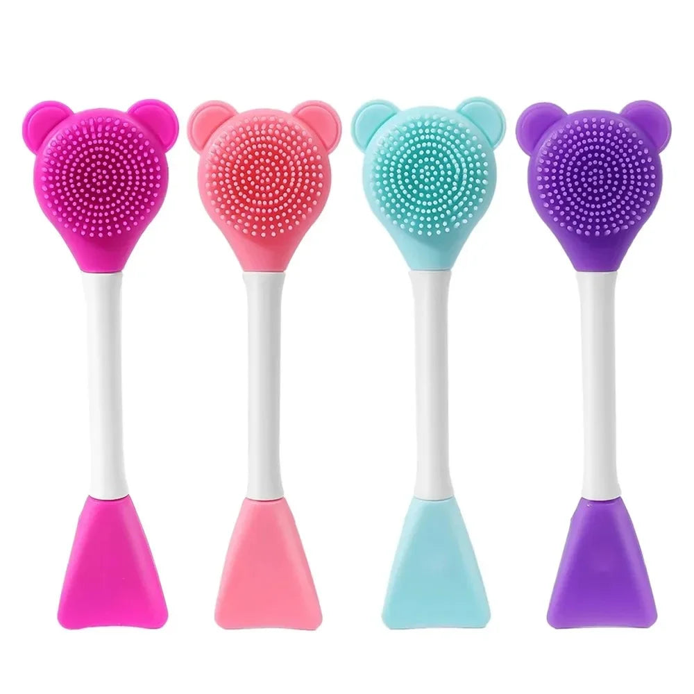 vvocci Double Head Facial Mask Silicone Applicator Spoon Spatula Stirring Stick Women Skin Face Cleansing Care Home Makeup Tools Quake M5 Multi-4pcs