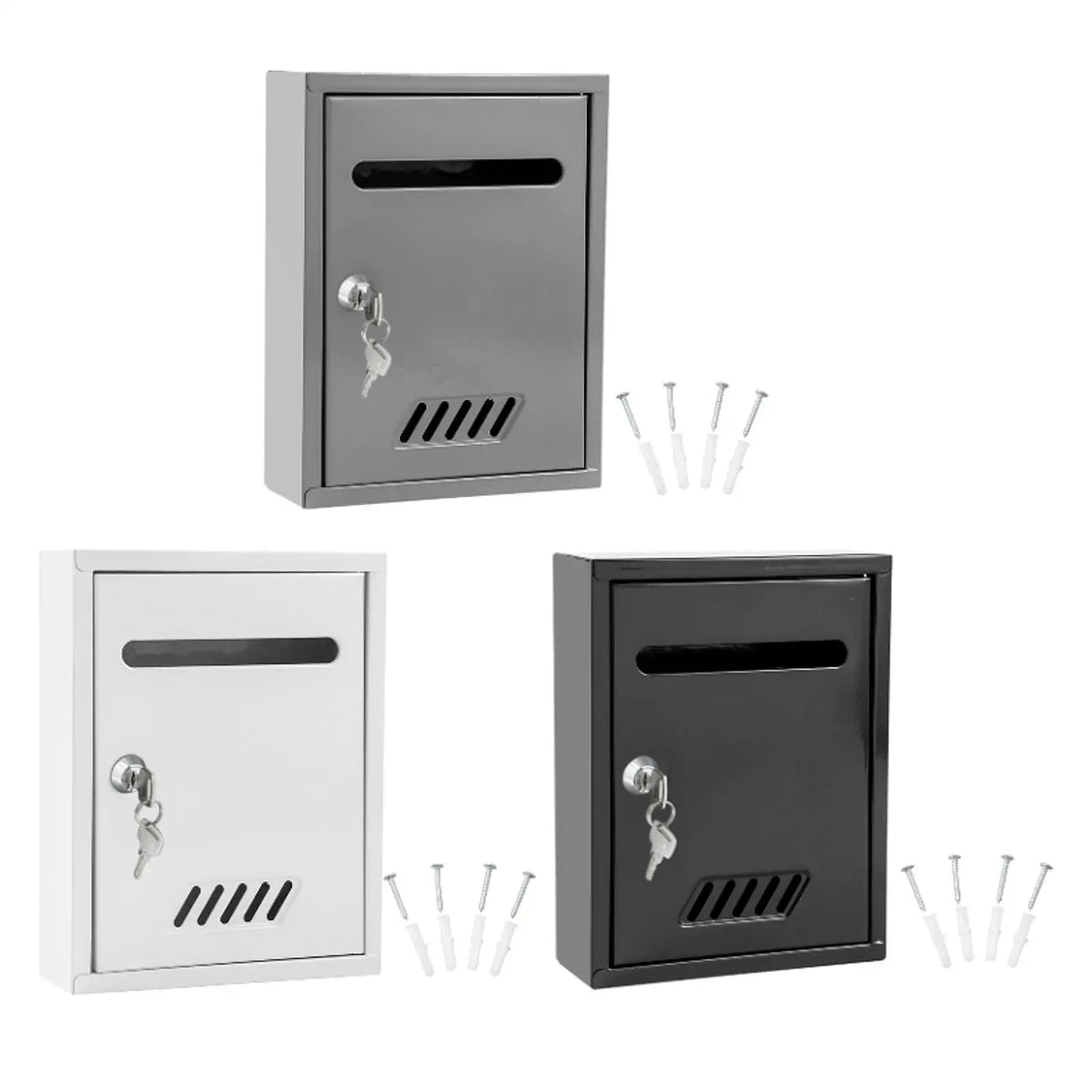 Wall Mounted Mailbox Windproof with 2 Keys Letterbox Decorative Locking Mail Box for Home Decoration Gate House External Office Quake