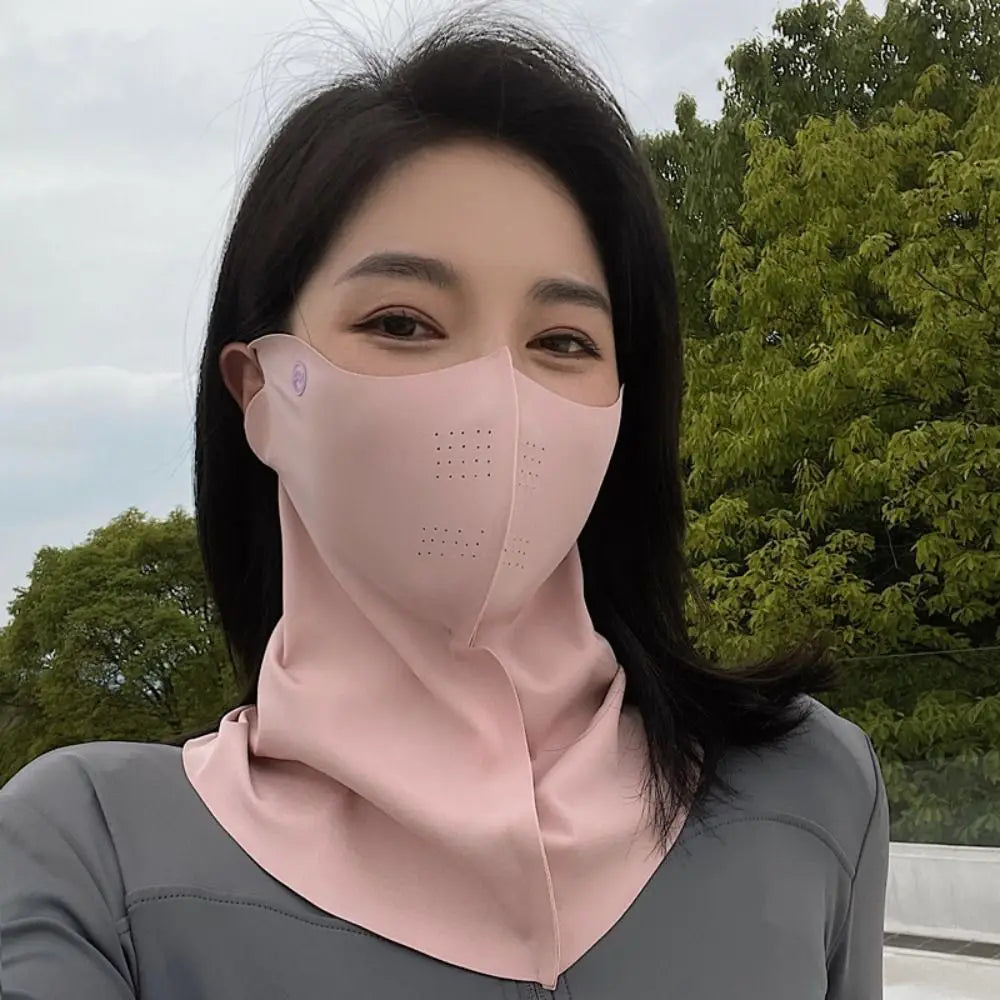 UPF50+ Sun Protection Mask Fashion 3D Ice Silk Anti-UV Neck Scarf Sunscree Dustproof Sunshade Face Mask Outdoor Quake