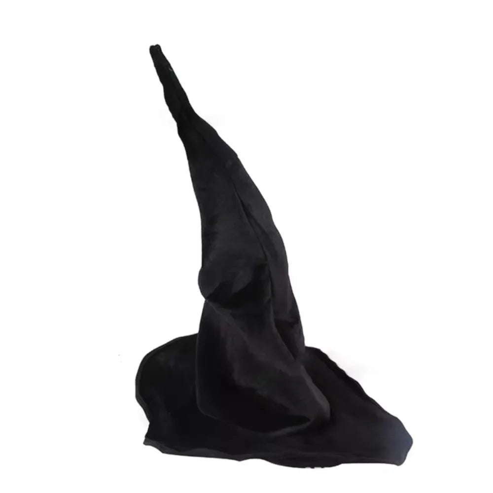 Vintage Twisted Wizard Hat Black Flannelette Wool Knit Hat Folds Devil Cap Photo Props Quake