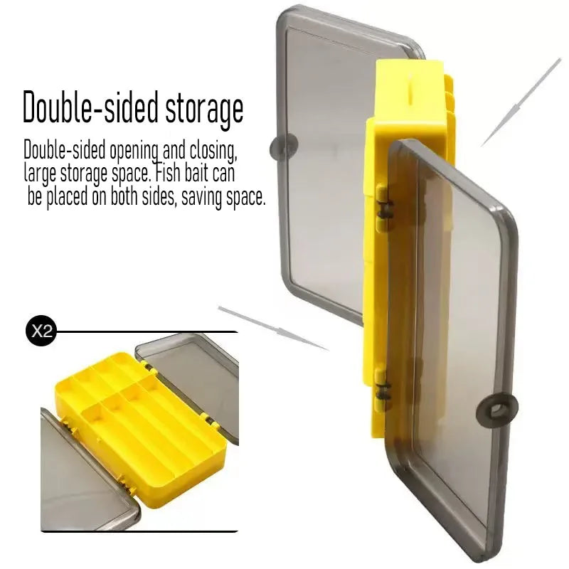 P-Type Double-Sided Open Box, Double-Layer Fishing Hook Accessory Storage Box, Portable Outdoor Fishing Supplies Lure Box Quake