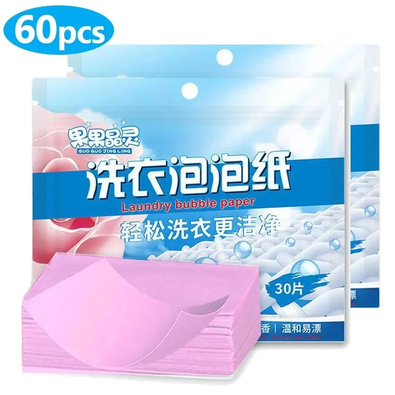 60 Pieces of Laundry Detergent Cleaning Pad Strong Stain Remover Long-lasting Fragrance Laundry Soap Washing Machine Clothes Quake 2 Set-60 Pcs Pink