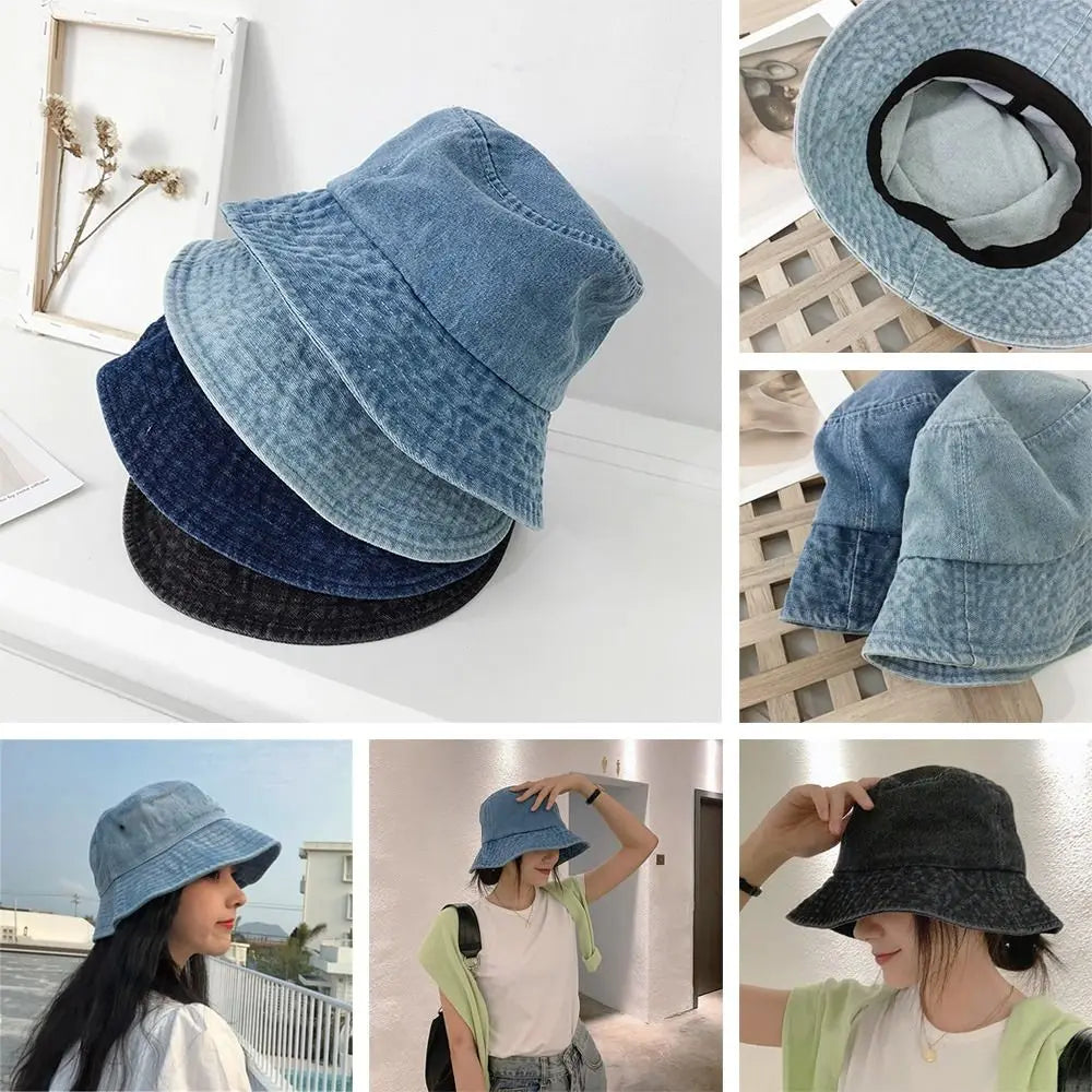 New Unisex Cotton Bucket Hats Solid Color Summer Sunscreen Panama Hat Multicolors Fabric Sunbonnet Quake