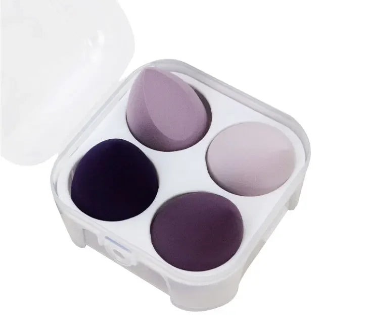 Beauty Egg with Box Makeup Sponge Puff Set Face Powder Foundation Cream Cosmetic Sponges Powder Compact Puff Beauty Makeup Tools Quake 4pcs purple box