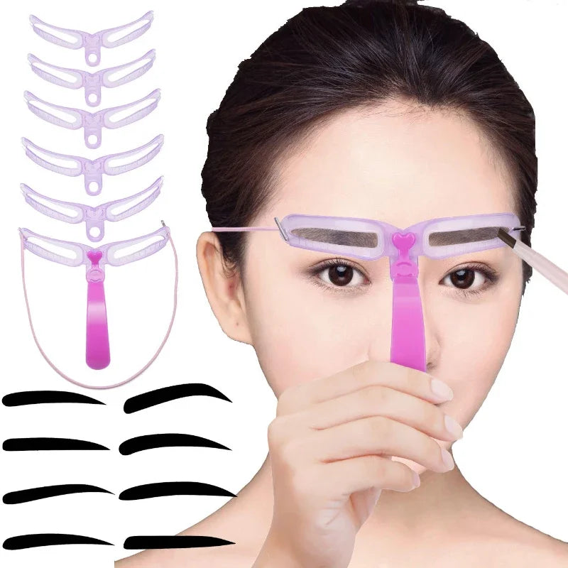 New Reusable Eyebrow Shaper Brow Stamp Template Eyebrows Shape Set Eyebrow Stencil Eye Brow Women Make Up Tools Accessories Quake