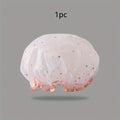 Waterproof Double-Layer Shower Cap Starry Sky Design Fashion Reusable Bathing Hat Kitchen Oil-proof Sanitary Hat Quake pink
