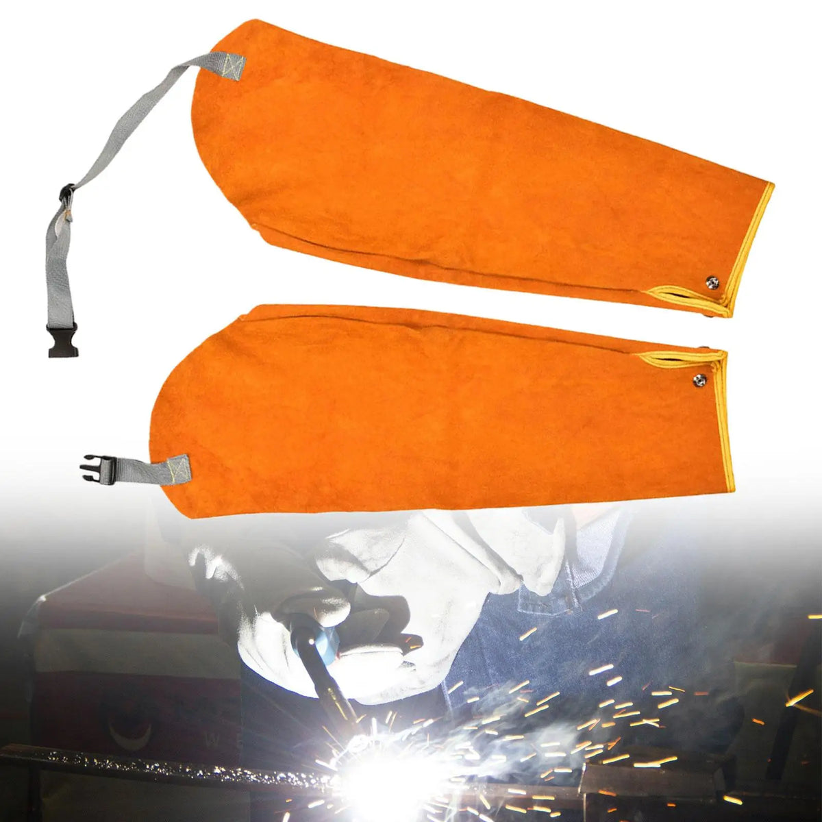 Welding Protective Sleeves Easy to Use PU Leather Thickened High Temperature Sleeves Arm Protection Covers Portable for Welding Quake