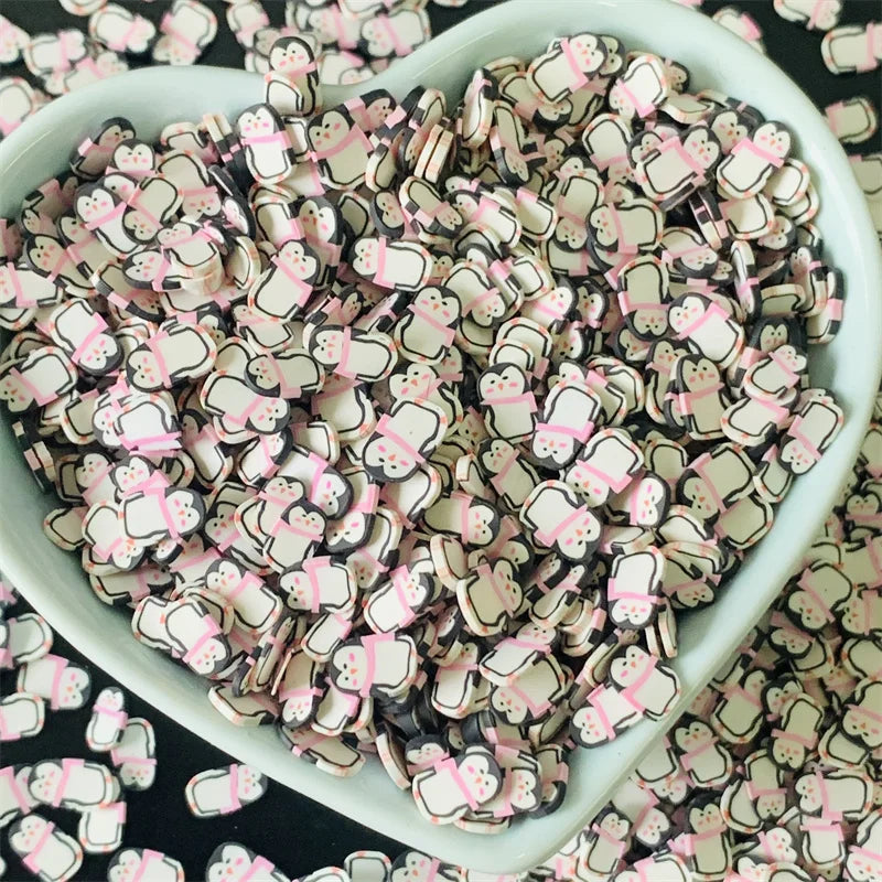 50g Christmas Series Slices Gingerbread man Penguins Polymer Clay Soft Pottery Sprinkles for DIY Crafts Filling Accessories Quake 5mm 1