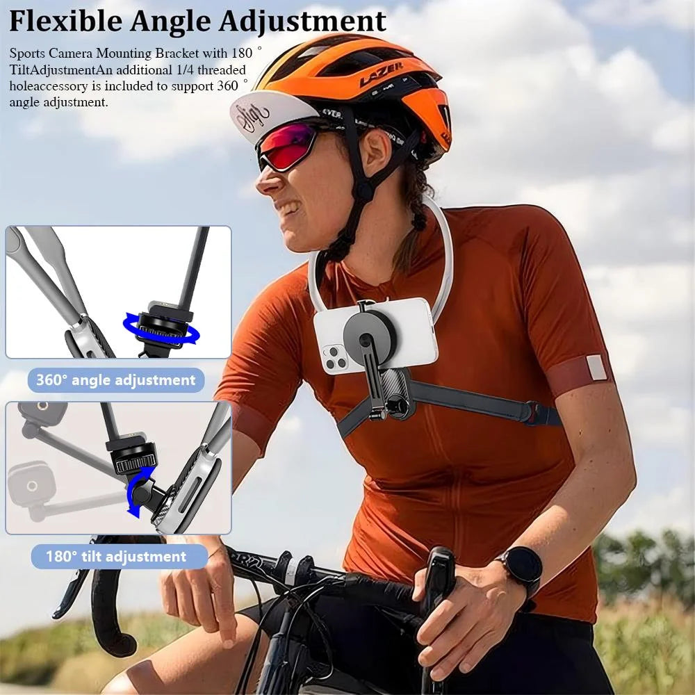 Magnetic Neck Mount Silicone Quick Release Holder for Mobile Phones Video recording Stand Quake GRAY
