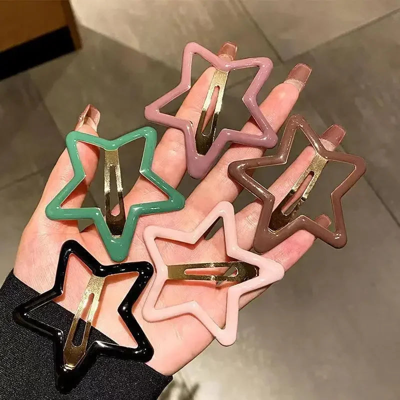 Colorful Y2K Star Hair Clips Women Girls Pentagram Clouds Metal Snap Clip Hairpins Barrettes Hair Grip Jewelry Bobby Hair Pins Quake