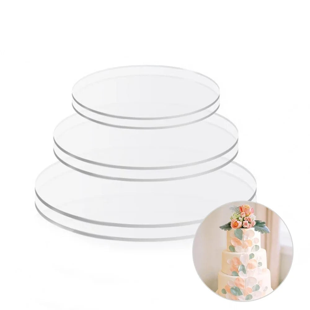 Useful Reusable Cake Disc Acrylic Layered Cake Base Plate Clear Blank Cakes Decorating Tools Cake Quake