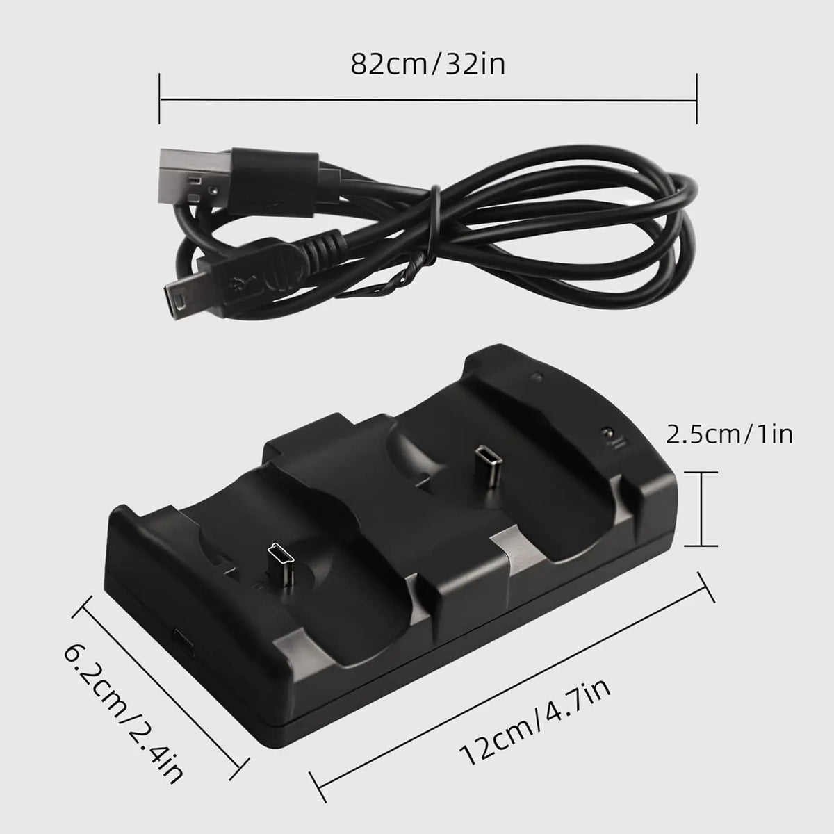 PS3 Controller Charger Station, Charging Dock for PS3 Original Wireless Dual Controller and Move Controller with LED Light Indic Quake