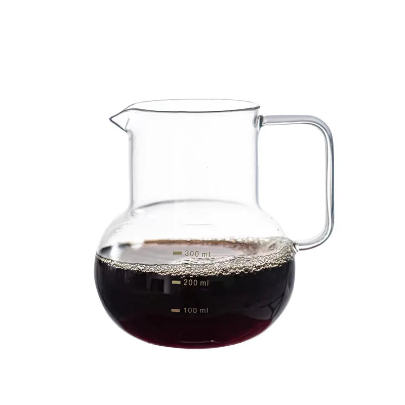 Borosilicate Glass Coffee Server Pot Heat‑Resistant Hand Drip Kettle with Handle for Home Pour Over Coffee Making Quake