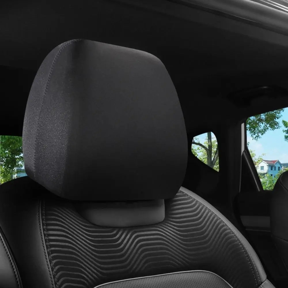 Universal Dirt-proof Car Headrest Cover Non-Slip Practical Seats Cover Elastic Solid Color Car Interior Accessories Quake Black