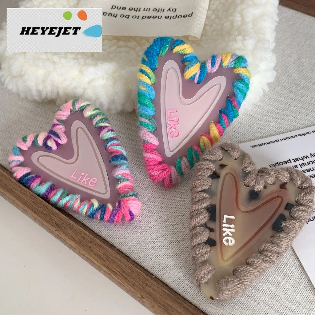 Five Pointed Star Bangs Hair Clip Knitted Star Love Heart Hair Side Clip Sweet Cute Girls Duckbill Clip Styling Accessories New Quake