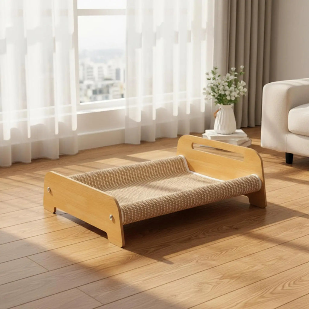 Elevated Cat Bed House with MDF Frame and Jute Mat for Cozy Cat Sleeping Perch Quake