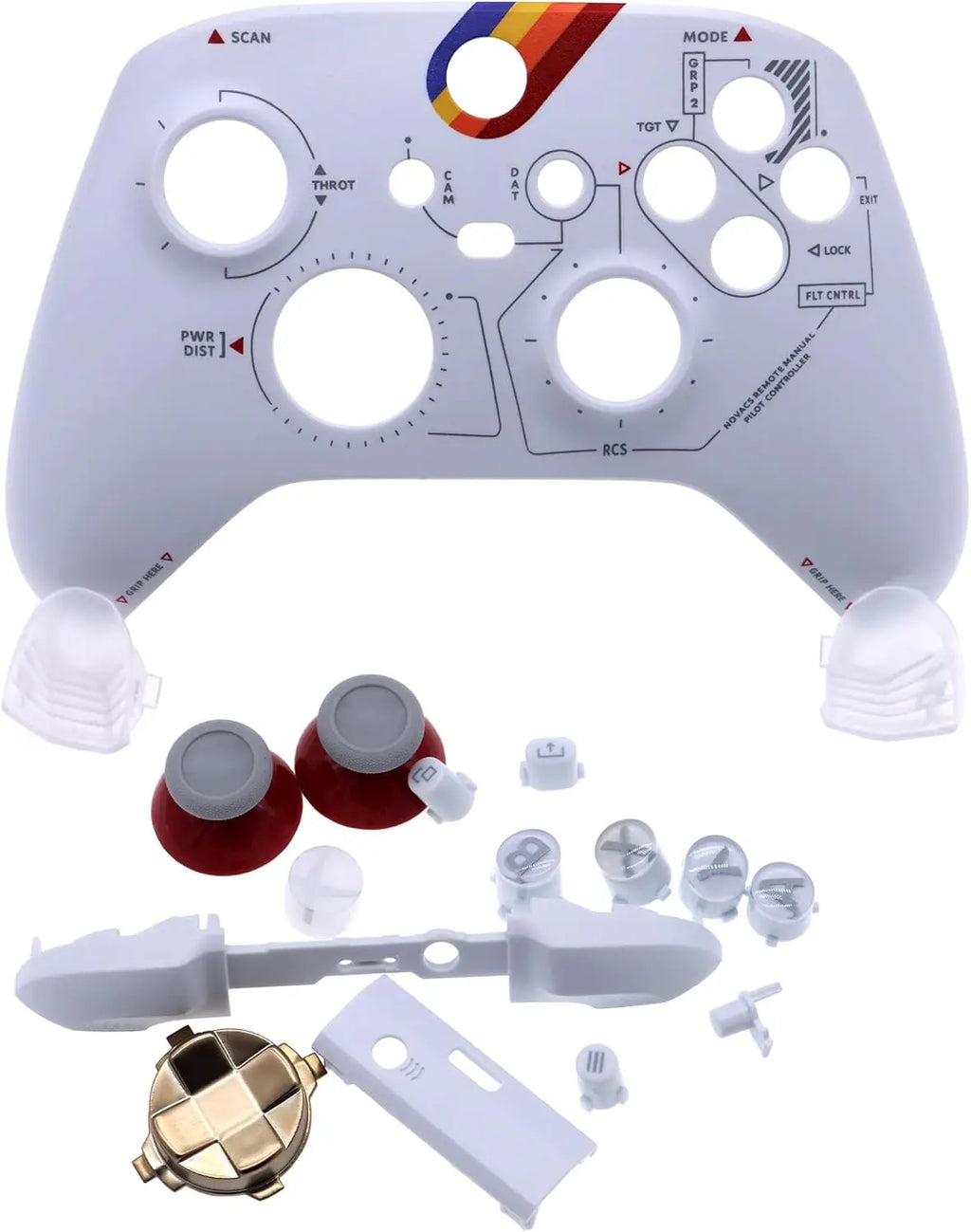 Front Faceplate W/Full Button Bumper Thumbstick D-Pad Housing Shell Kit Replacement for Xbox Series Controller Quake WHITE