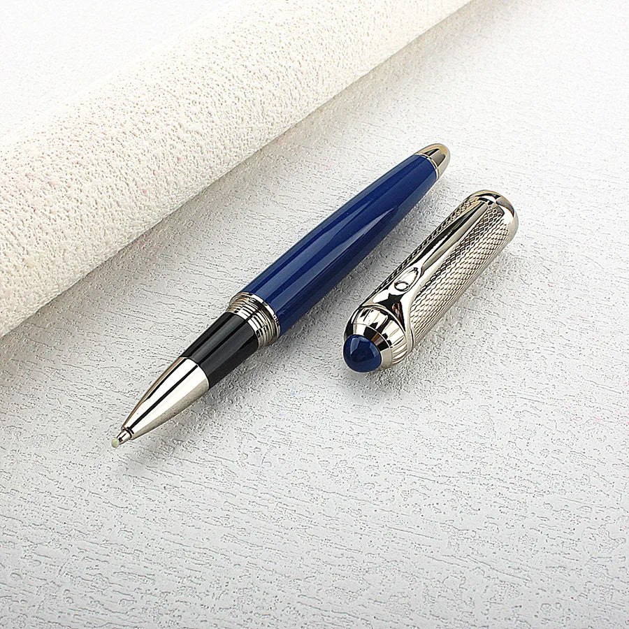 Luxury Business Blue Big Size Metal Rollerball Pen / Ballpoint Pen Silver Clip Blue Ink for Writing Office Writing Gift Pen Quake 148-8