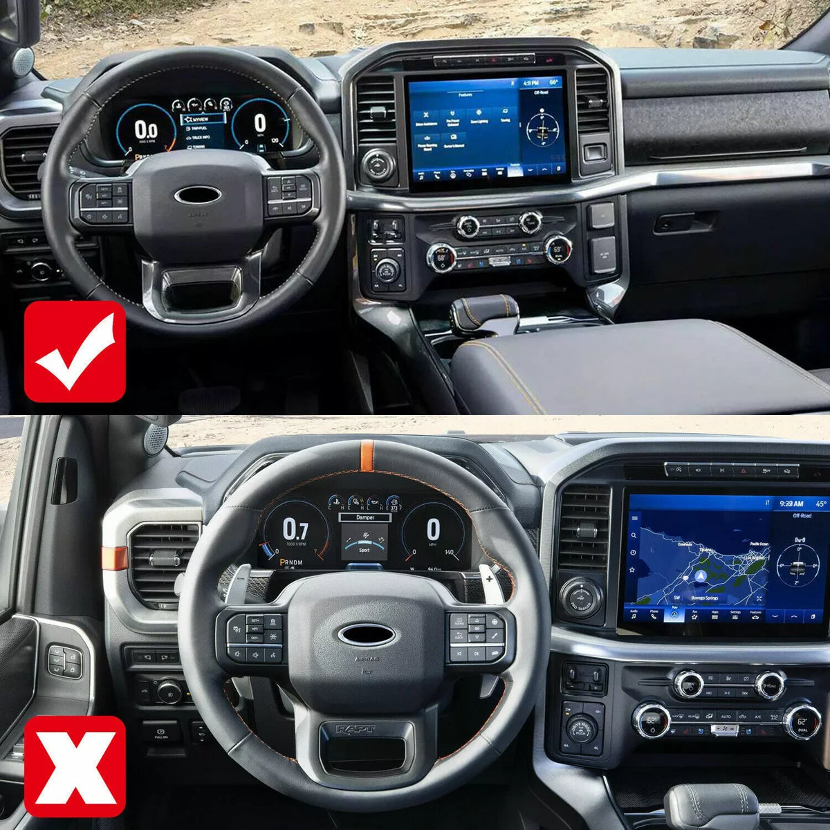 For Ford F150 F-150 2021-2025 ABS Carbon Fiber Style Inner Sticker Car Interior Steering Wheel Cover Trim Frame Decotation Auto Quake
