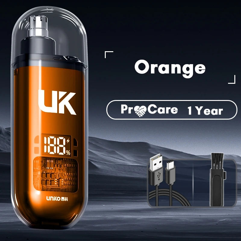 Portable Electric Nose Hair Trimmer Mini Pocket Nose Ears Hair Eyebrow Trimmer Men's Rechargeable Painless Clipper Quake Orange