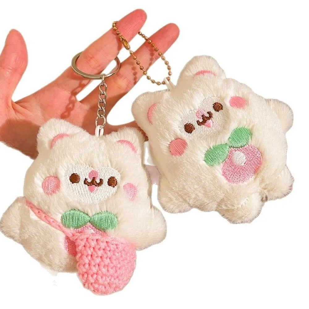 Kawaii Soft Plush Keychain 10cm Mini Stuffed Key Ring Plush Cat Doll Pendant Car Accessories Quake