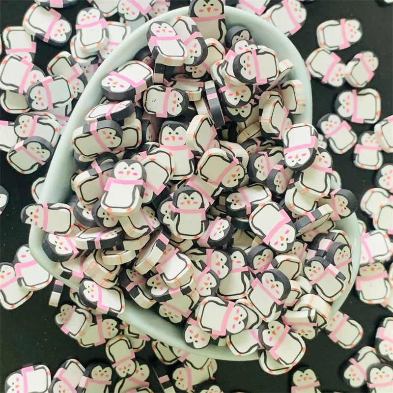 50g Christmas Series Slices Gingerbread man Penguins Polymer Clay Soft Pottery Sprinkles for DIY Crafts Filling Accessories Quake 10mm 2