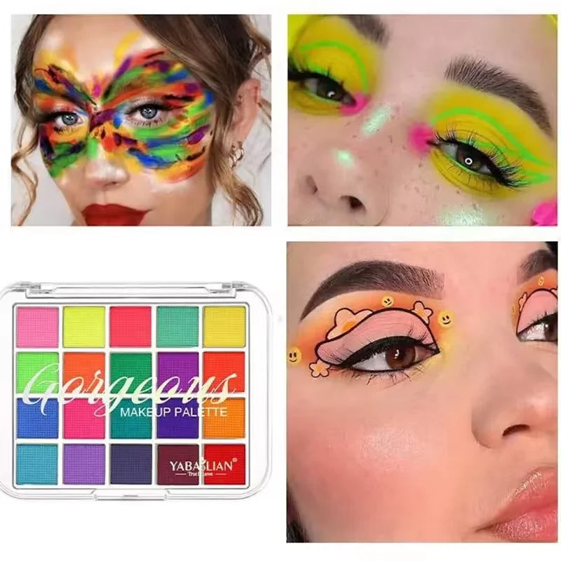 20 Colors UV Black Light Makeup Neon Face Body Painting Palette Luminous Makeup for Carnival Halloween Masquerade Music Festival Quake
