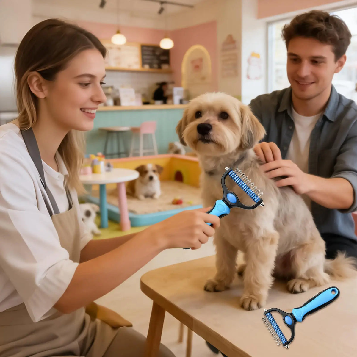 Dog Shedding Brush Undercoat Rake Detangling Comb for Kitten Puppy Long Short Haired Animals Removing Knots Loose Hair Quake