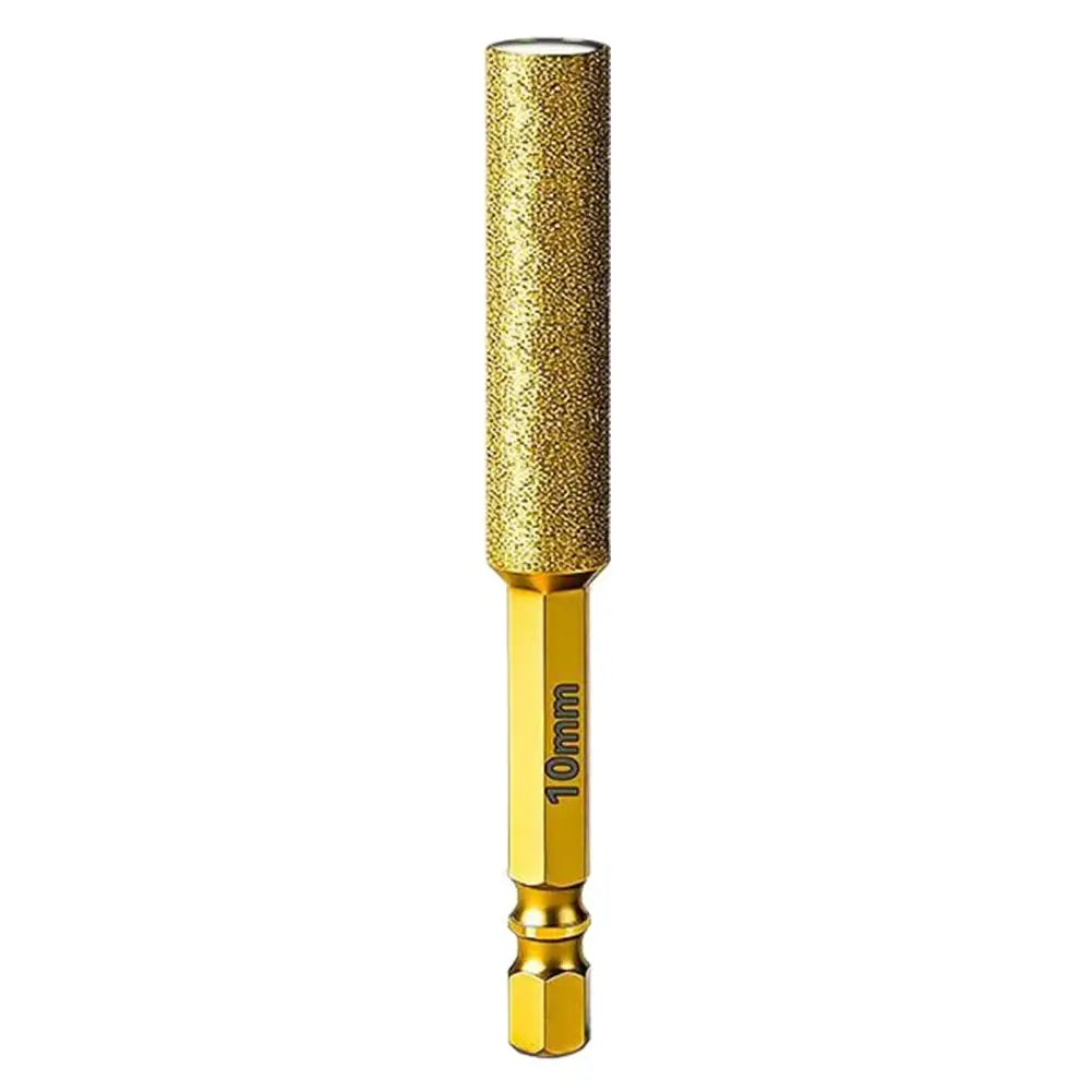 Hex Shank Dry Drill Bit 2-in-1 Glass & Stone Drilling and Grinding Tool, All-in-One Hole Saw and Grinding Head for Tile, Marble Quake 10mm