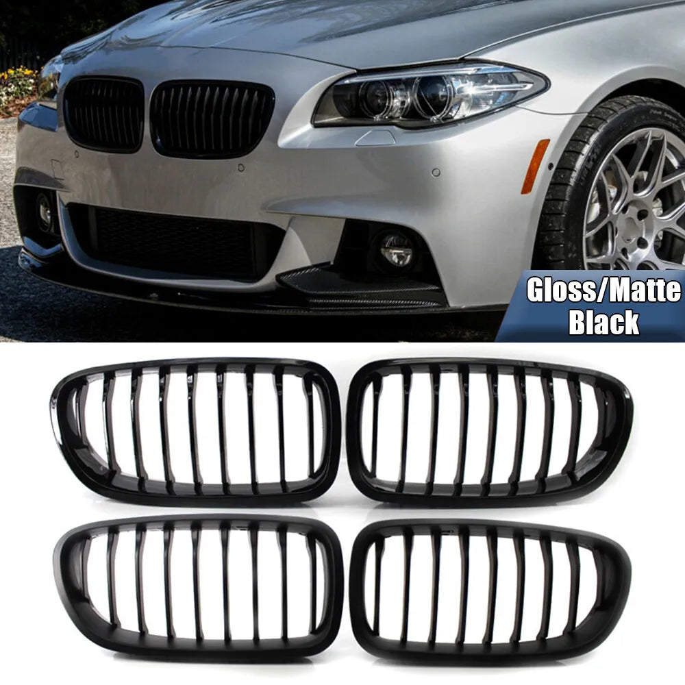 For BMW 5 Series F10 F11 M5 2010-2016 Car Styling Single Line Grille Kidney ABS Front Hood Racing Grill Black Auto Accessories Quake