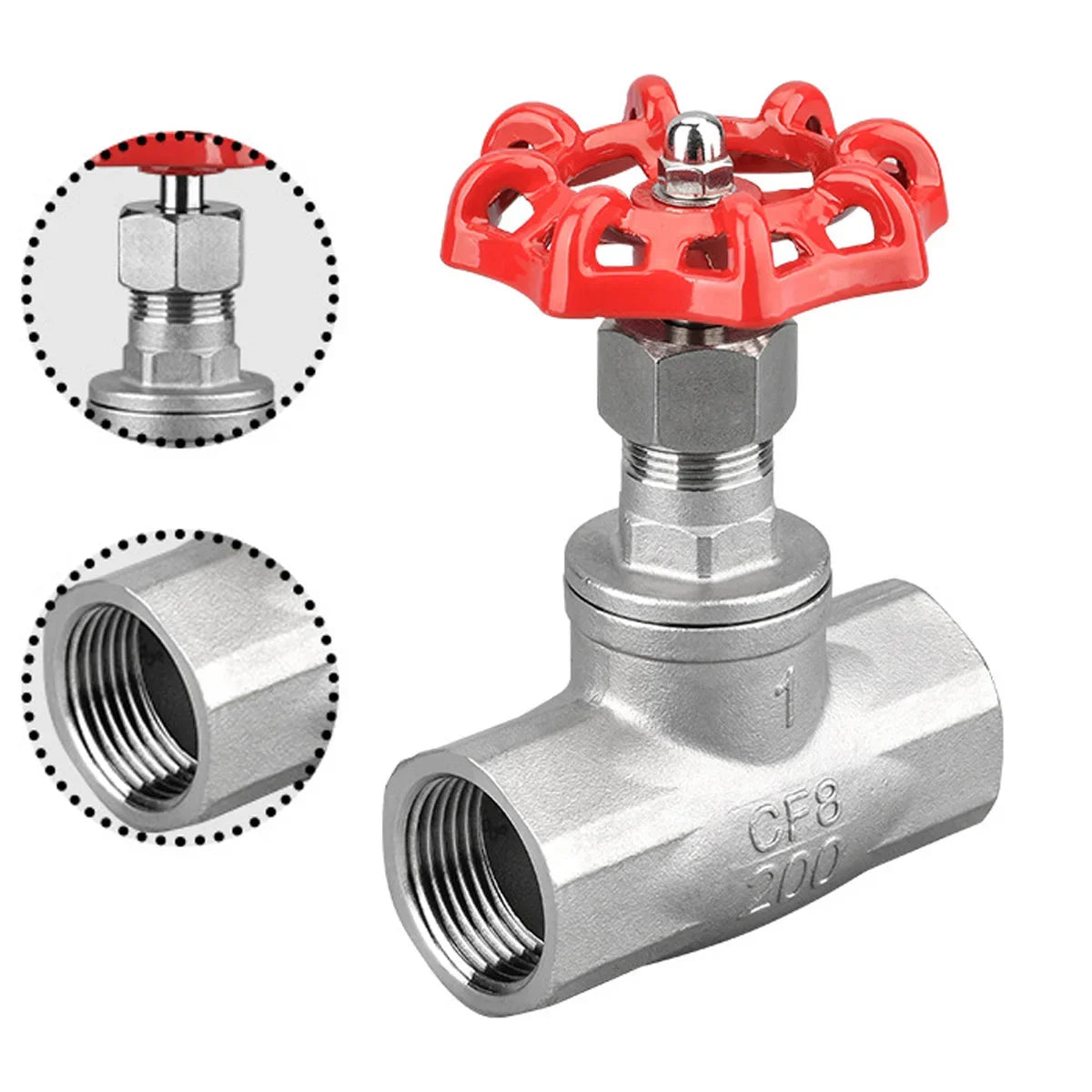 Female Thread Stainless Steel Globe Valve SS304 High Temperature Water Needle Valve American Gate Valve Quake DN40