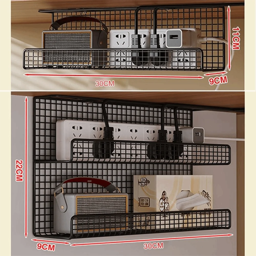 High Quality Under-desk Cable Management Tray No Drill Metal Wire Socket Storage with Clamp Desk Cable Organizer Office Quake