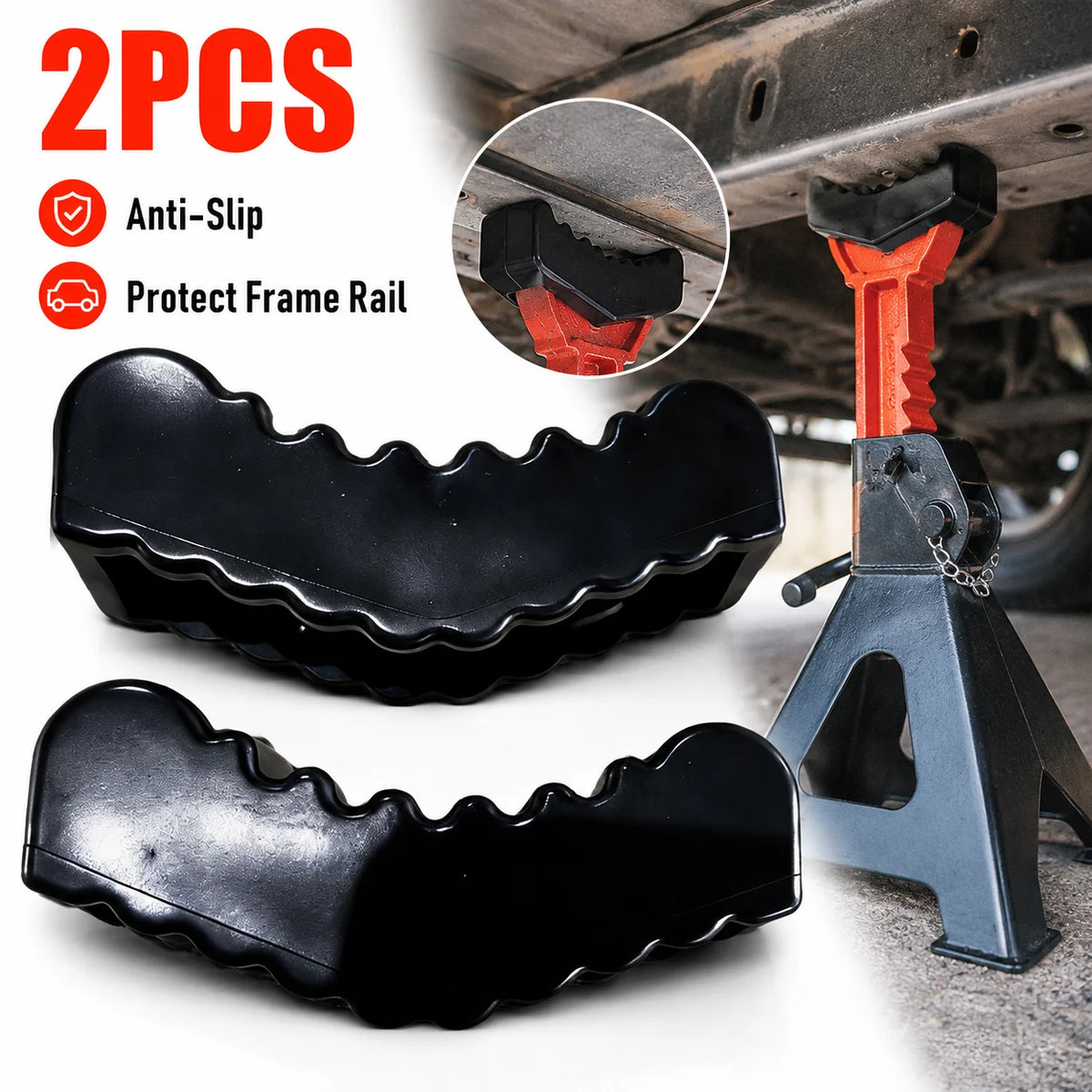 2Pcs Car Slotted Lift Jack Stand Rubber Pad Adapter 6Ton Heavy Duty Frame Rail Pinch Weld Protector Repair Tool Quake